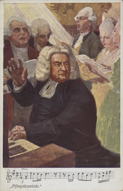 Johann Sebastian Bach (färg litho) av Otto Friedrich