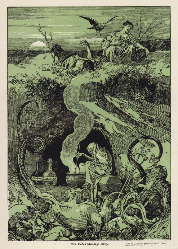 The Black Kitchen of Death (färg litho) av Otto Seitz
