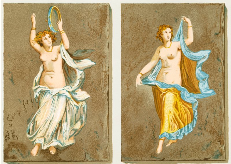 Dansande flickor från en pompeiansk målning av P. Sellier