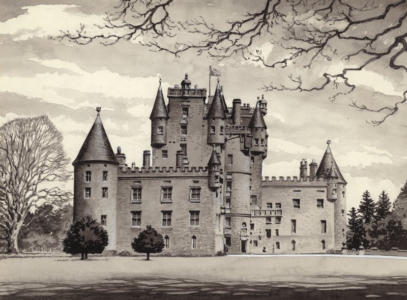 Glamis Castle (gouache på papper) av Pat (1907 95) Nicolle
