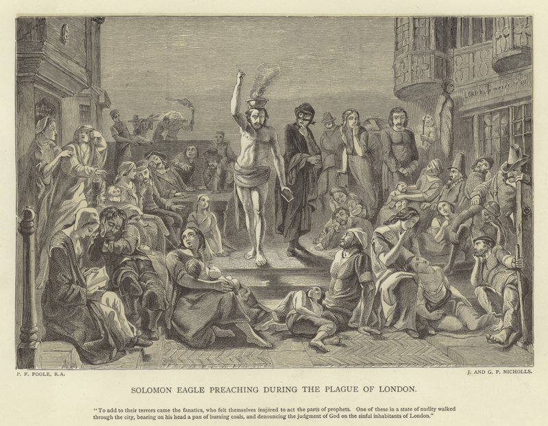 Solomon Eagle predikar under pesten i London av Paul Falconer Poole