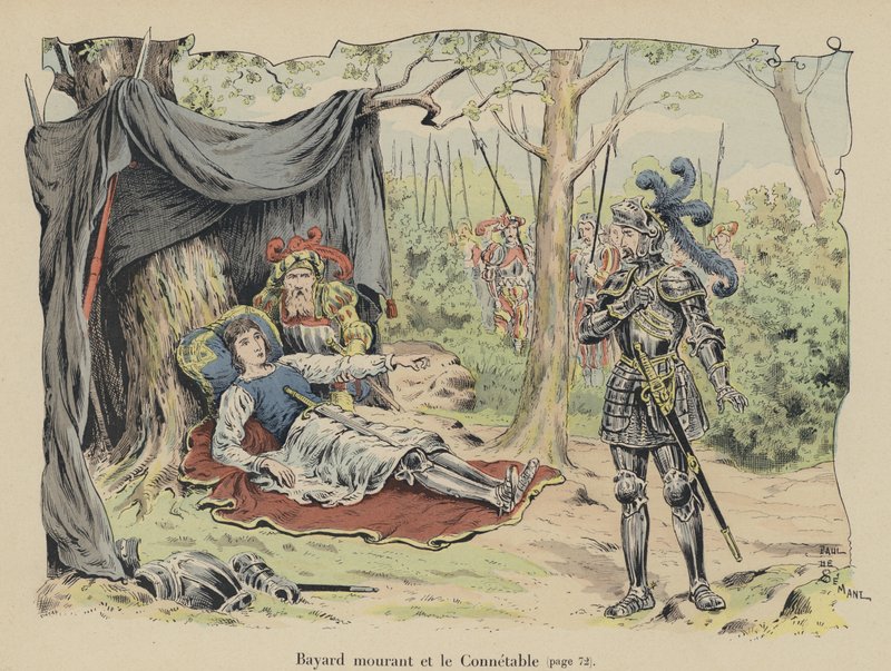 Chevalier de Bayard dör på slagfältet i Italien, 1524 av Paul de Semant