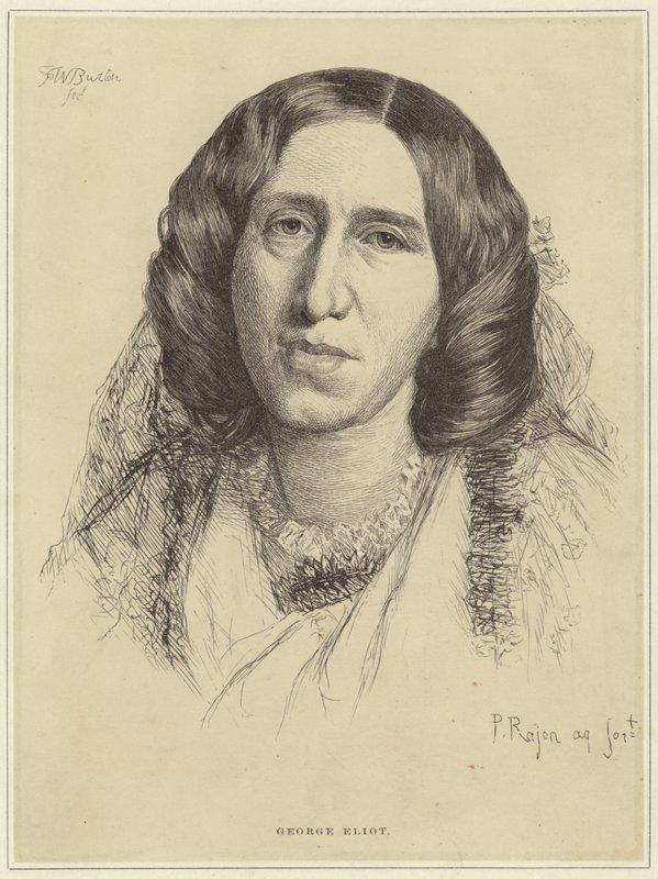 Porträtt av George Eliot av Paul Adolphe Rajon