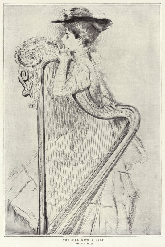 Flickan med en harpa av Paul Cesar Helleu