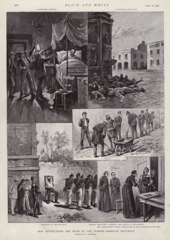 Revolutioner i Latinamerika (litho) av Paul Frenzeny