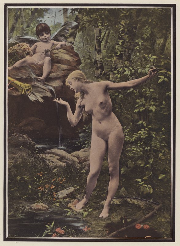 Ungdomens fontän (färg litho) av Paul Quinsac
