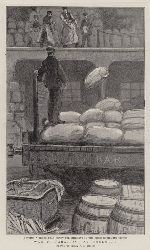 Krigsförberedelser i Woolwich av Percy F.S. Spence