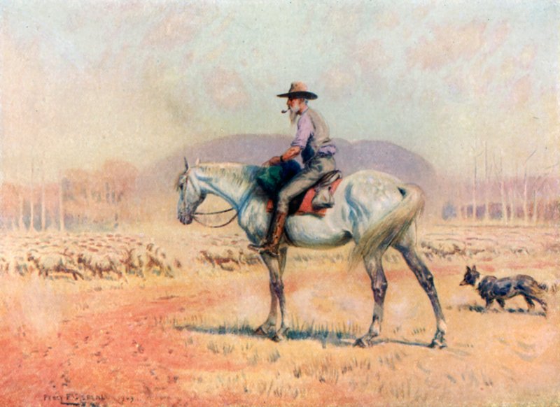 En fårförare (färg litho) av Percy F.S. (after) Spence