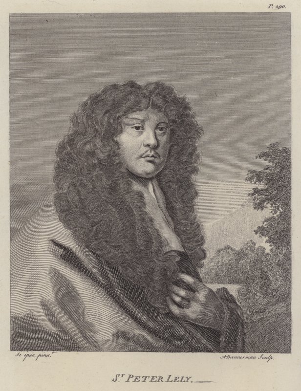Sir Peter Lely, engelsk konstnär (gravyr) av Peter (after) Lely