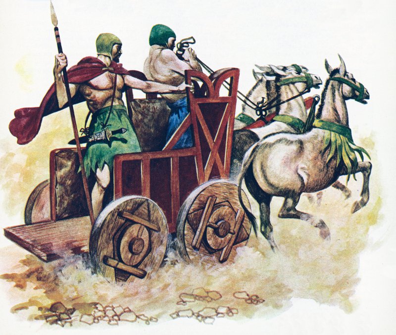 Sumerisk vagn (färg litho) av Peter Jackson