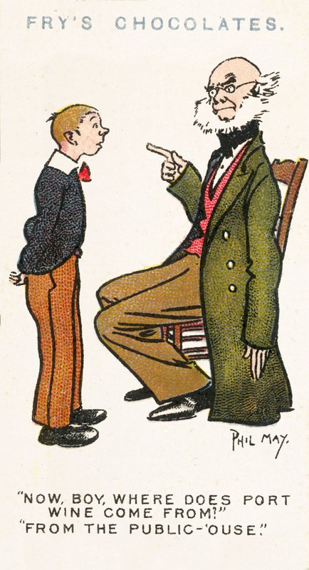 Phil May skiss (färglitografi) av Phil May