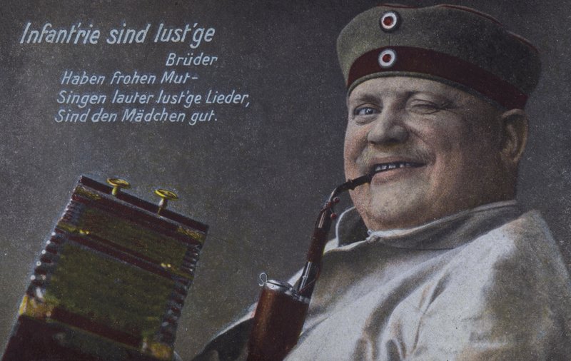 Tysk soldat röker sin pipa (färgad bild) av Photographer German