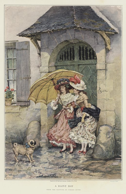 En regnig dag (chromolitho) av Pierre Outin