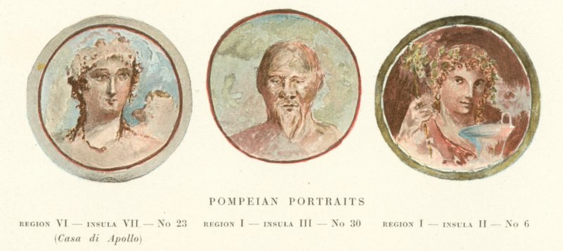 Pompeianska porträtt (lito i färg) av Pierre Gusman