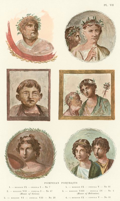 Pompeianska porträtt (lito i färg) av Pierre Gusman