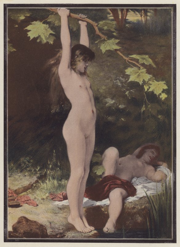 I skogen (färg litho) av Pierre Oliver Joseph Coomans