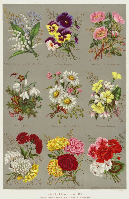 Julkort chromolitho av Polly Clarke