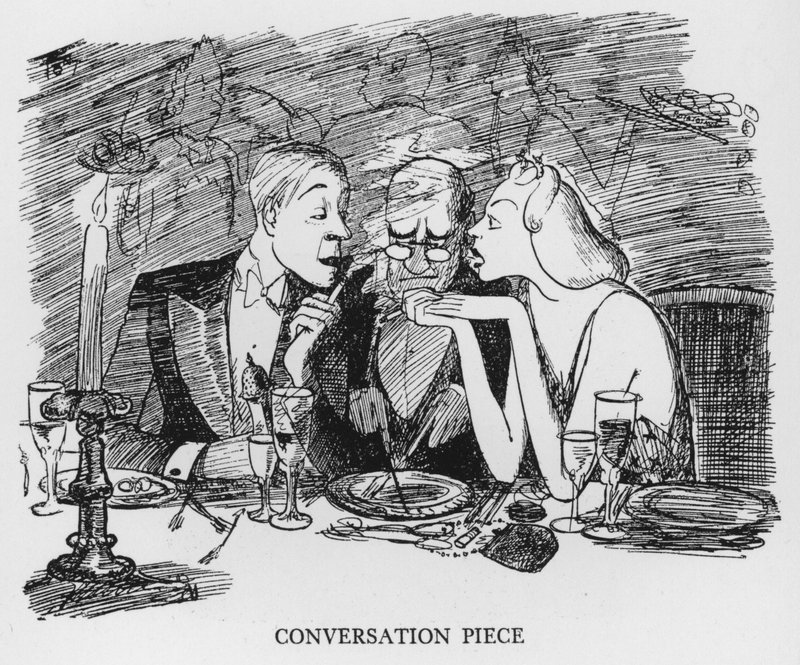 Konversationsstycke (litho) av Pont