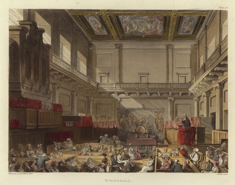 Whitehall av Pugin and Rowlandson