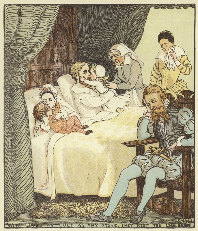 The Babes In The Wood (färg litho) av Randolph Caldecott