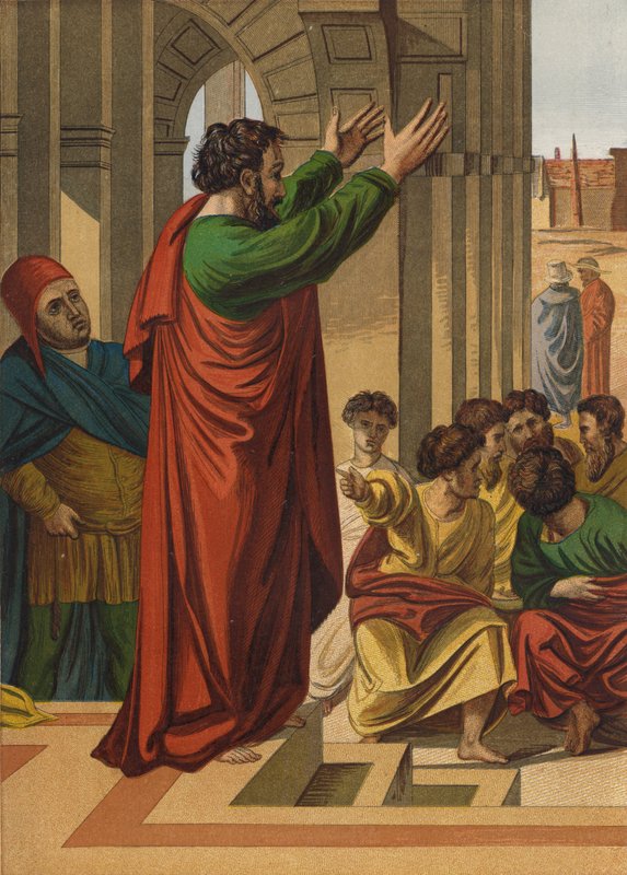 Paulus predikar i Aten av after Raphael