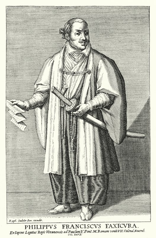 Hasekura Tsunenaga, japansk ambassadör hos påven, 1615 av Raphael I after Sadeler