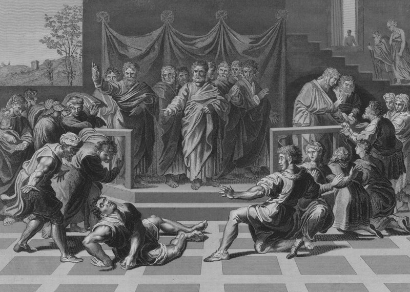 Ananias död (gravyr) av after Raphael
