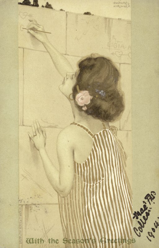 Flicka som skriver på en vägg av Raphael Kirchner