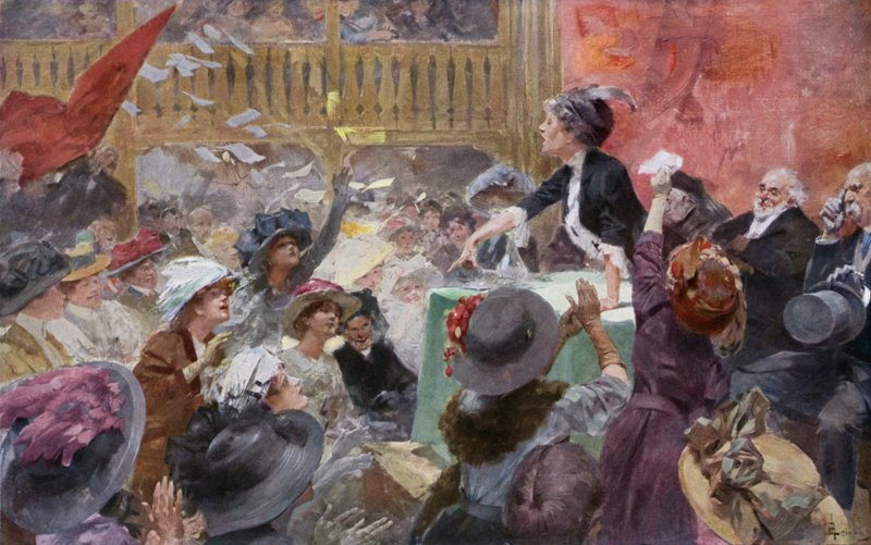Suffragetter träffas under en valkampanj av Rene Lelong