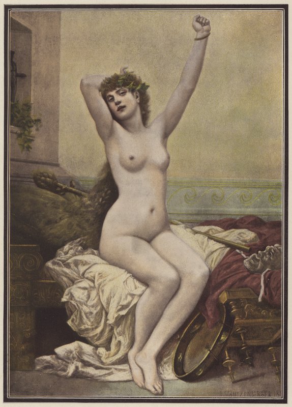 Bacchanalians (färg litho) av Rene Schutzenberger