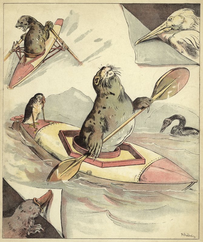 Sälkanotpaddling (chromolitho) av Richard Andre