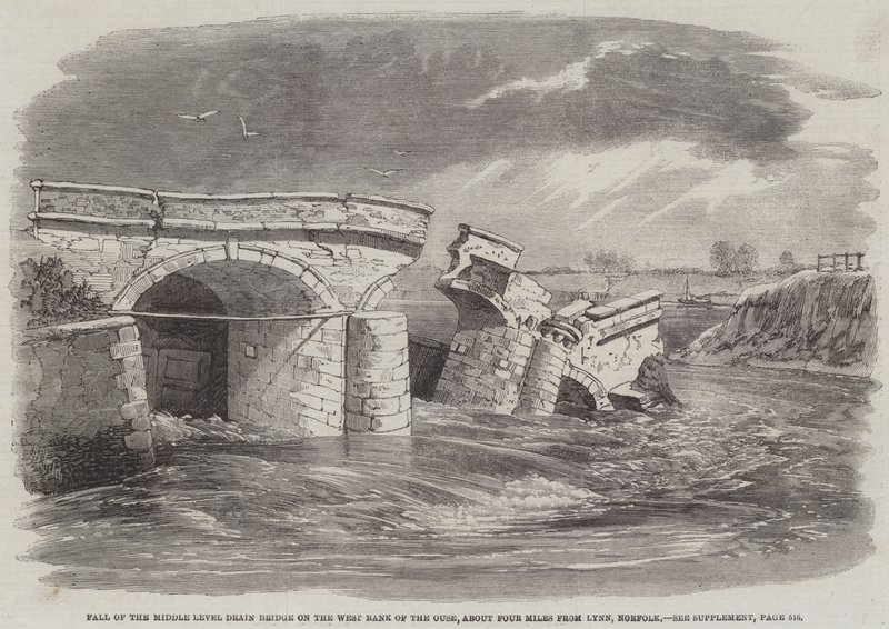 Fall of the Middle Level Drain Bridge på Västbanken av Ouse, cirka fyra mil från Lynn, Norfolk av Richard Principal Leitch