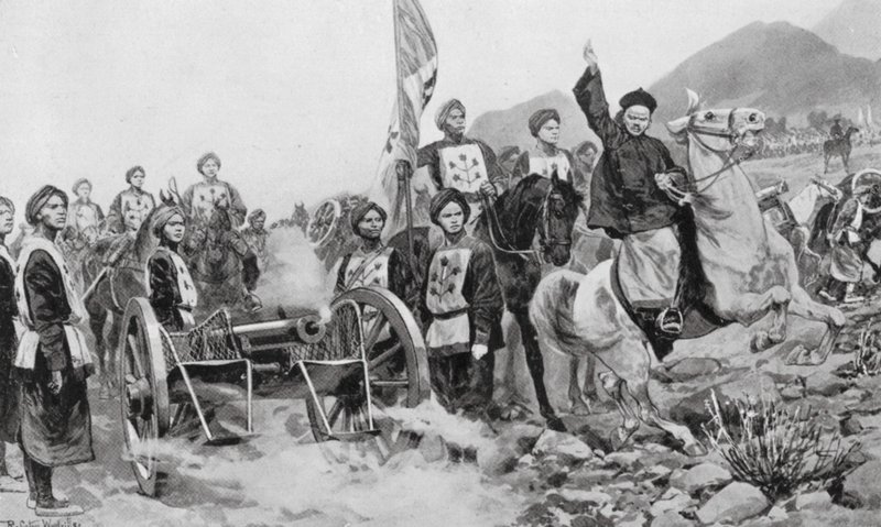 Det kinesisk-japanska kriget av Richard Caton II (after) Woodville