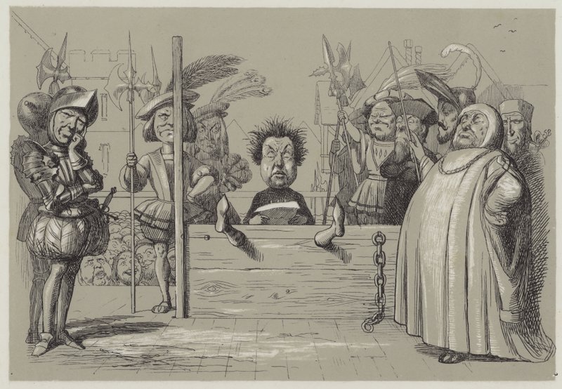 Perkin Warbeck läser sin bekännelse (akvatint) av Richard Doyle