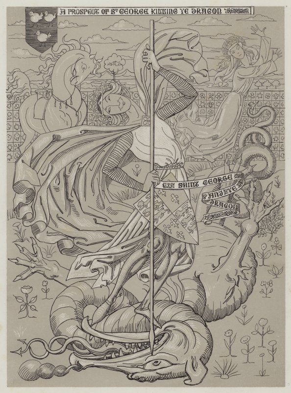 St George dödar draken (akvatint) av Richard Doyle