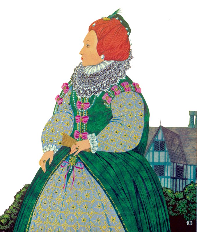 Drottning Elizabeth I (färglitografi) av Richard Hook