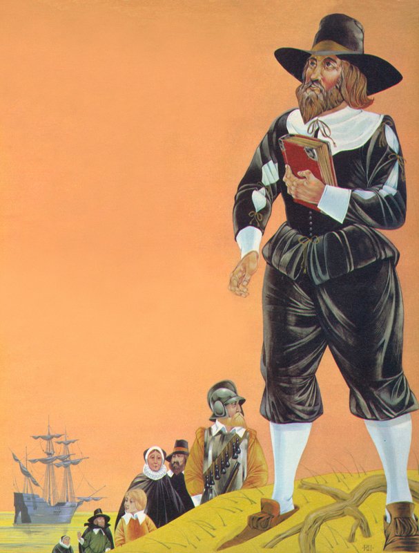 Pilgrimsfäderna (färglitografi) av Richard Hook
