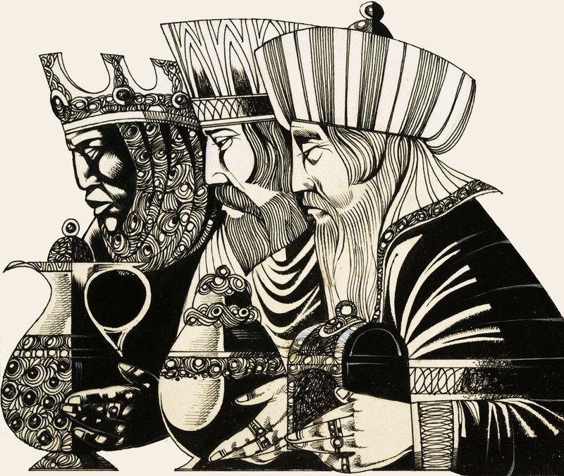 Three Kings (gouache på papper) av Richard Hook