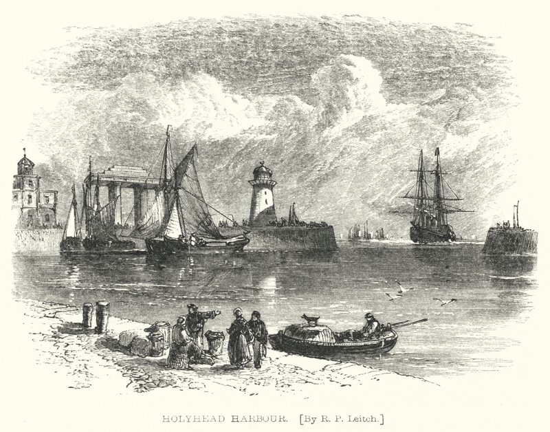 Holyhead Harbor (gravyr) av Richard Principal (after) Leitch