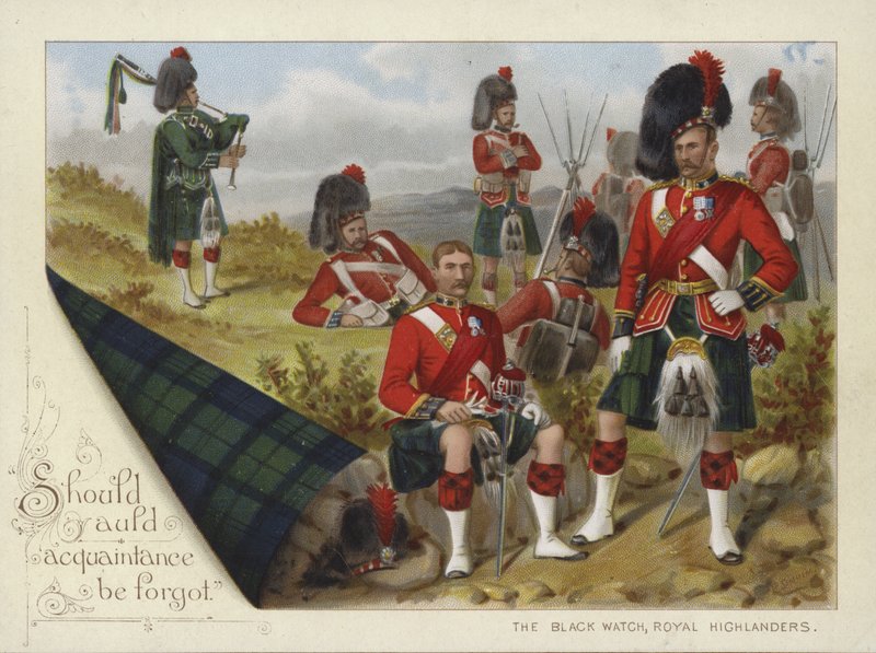 The Black Watch, Royal Highlanders (chromolitho) av Richard Simkin