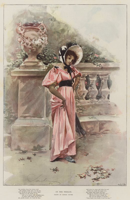 På terrassen (chromolitho) av Robert Sauber
