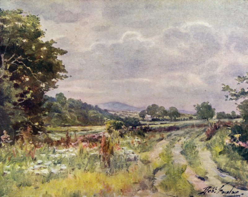 Country Lane (färg litho) av Robert (after) Fowler