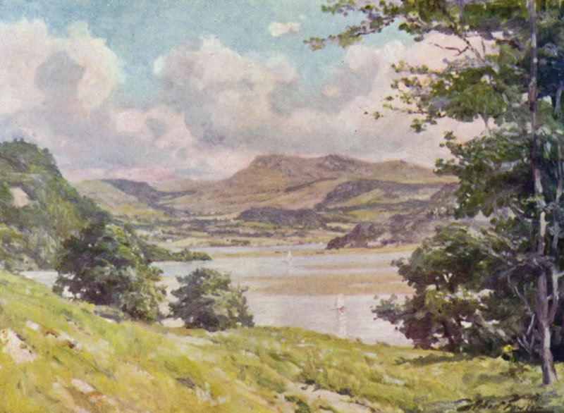 Nära Penmaen Pool, Noon (färg litho) av Robert (after) Fowler