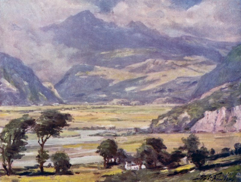 Snowdon från Traeth Mawr (färg litho) av Robert (after) Fowler