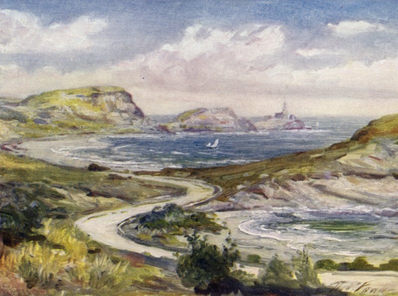 Utsikt nära Mumbles, Swansea (färg litho) av Robert (after) Fowler
