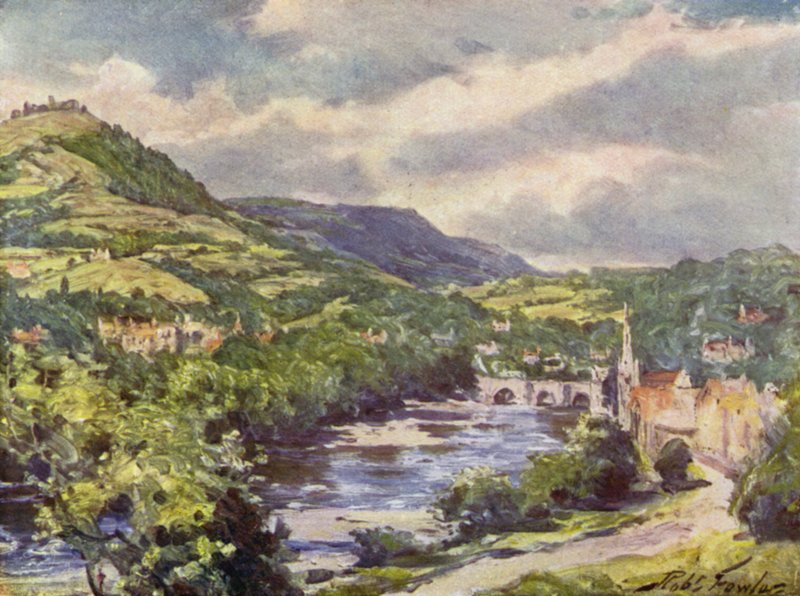 Utsikt över Llangollen (färgade medlemmar) av Robert (after) Fowler