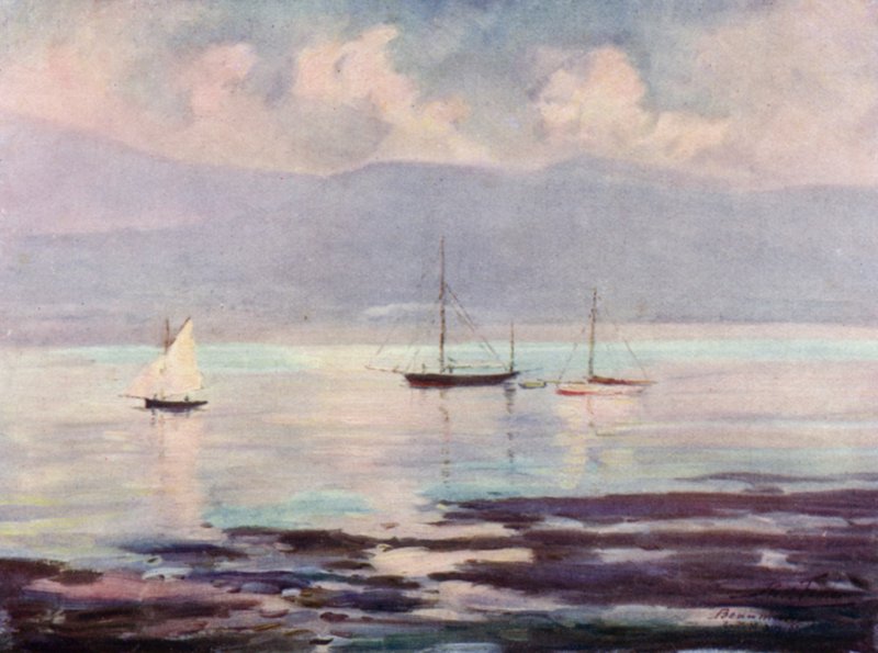Yachts, Anglesey Coast (färglitografi) av Robert (after) Fowler