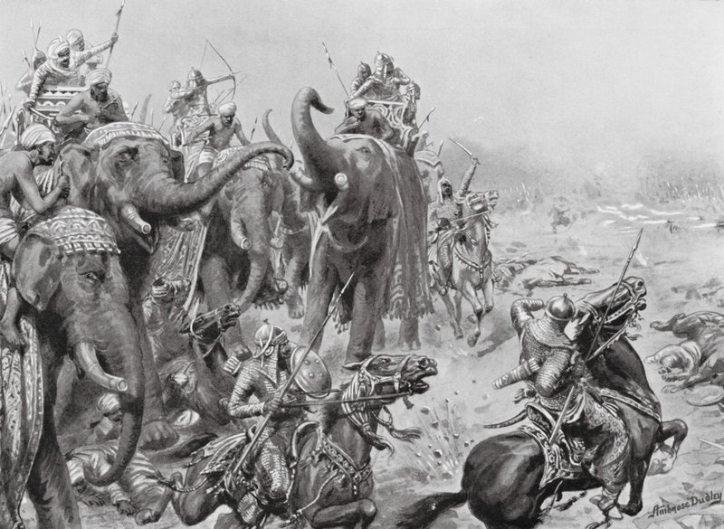 Babar introducerar fältkanoner i Panipat av Robert Ambrose Dudley