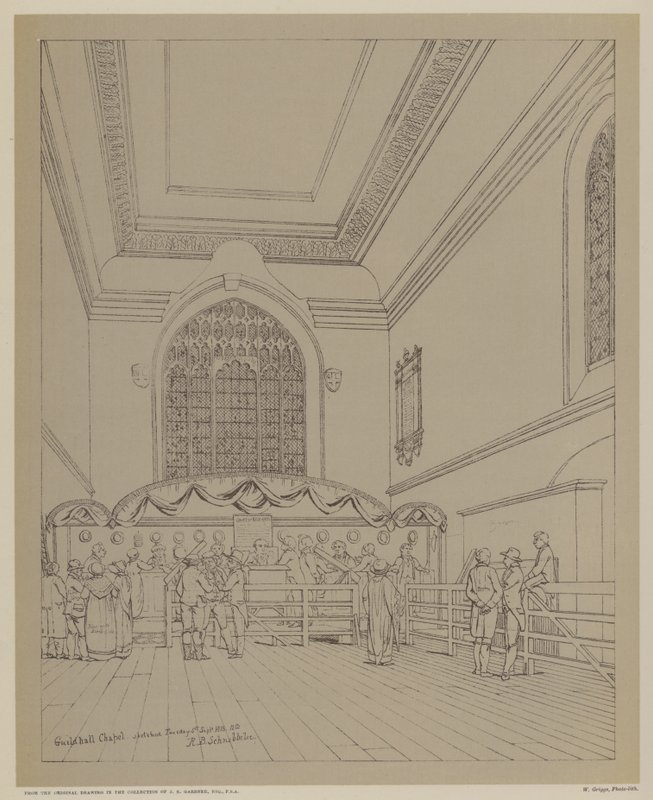 Guildhall Chapel, City of London av Robert Blemell (after) Schnebbelie