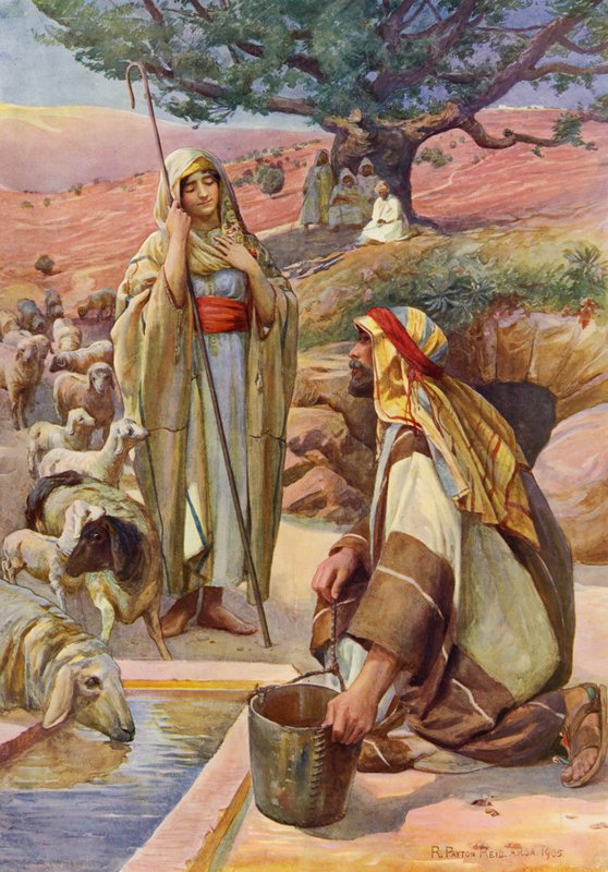 Rachel At The Well (litho i färg) av Robert Payton Reid